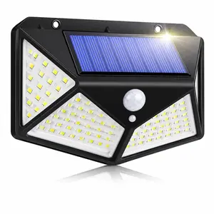 Solar Motion Sensor Lights Outdoor, 100 LED 270° Wide Angle, 3 Lighting Modes, IP65 Waterproof Security Wall Lights for Yard Garden Fence Patio