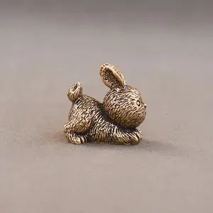 Cute Rabbit Zodiac Copper Statue, Country Cartoon Style Home, Perfect for Coffee Table, Living Room, Holiday Gifts, Home, Sculpture Desk Decor