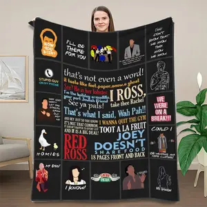 Friends TV Show Quotes Throw Blanket, Funny Sitcom Catchphrases, Cozy Soft Warm Flannel Plush, for Sofa Couch Bed Travel Bedding for Kids & Fans Gift Cartoon Blanket Halloween and Christmas Gifts