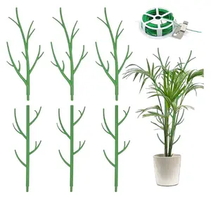 6 Pack Monstera Plant Support Stakes Adjustable Length with Green Ties for Indoor Outdoor Climbing Plants