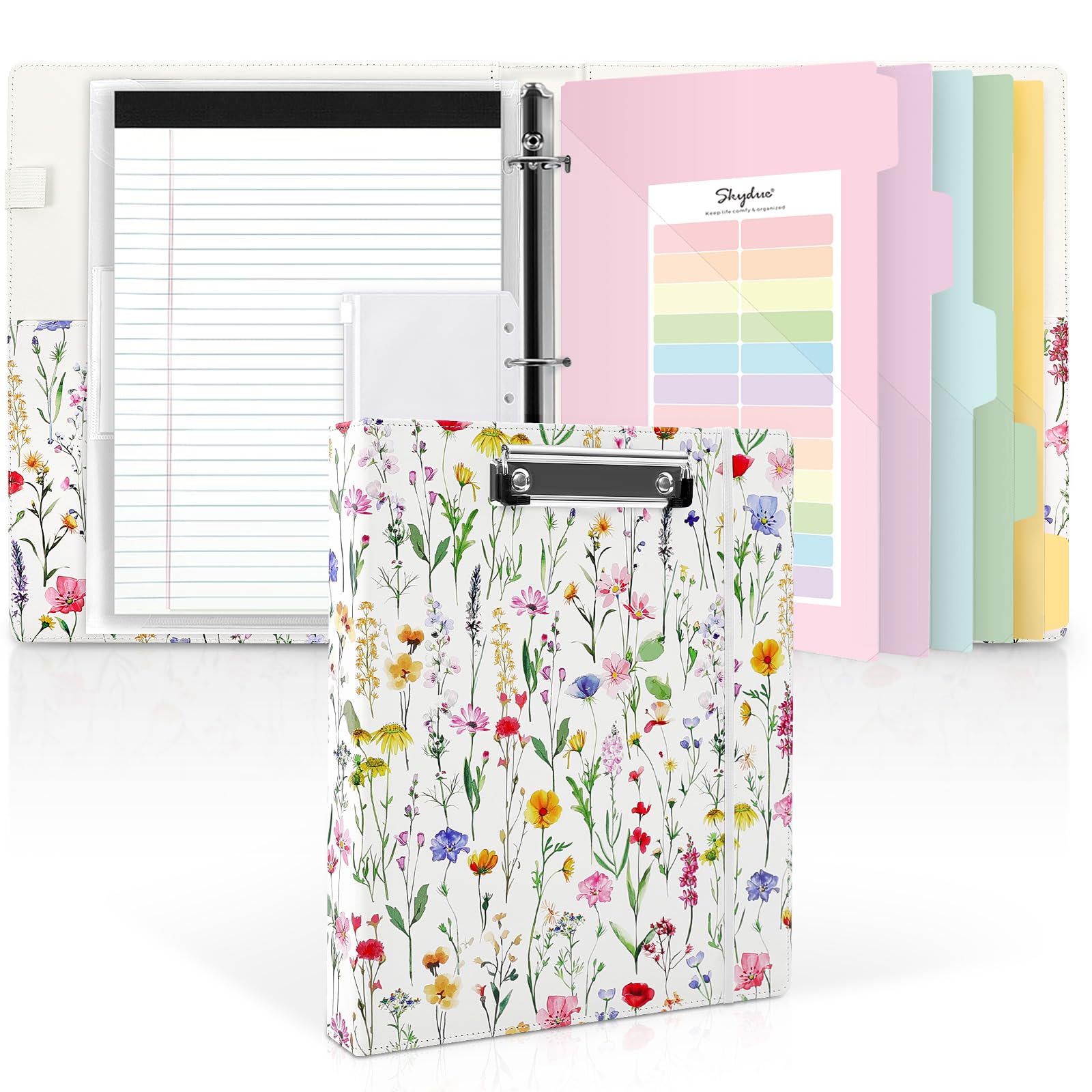 SKYDUE 1 Inch PU Clipboard Binder with Refillable Notepad, 5 Dividers, 10 Pockets & Labels, Letter Size,back to school,back to school shopping SKYDUE 1 Inch PU Clipboard Binder with Refillable Notepad, 5 Dividers, 10 Pockets & Labels, Letter Size,back to school,back to school shopping