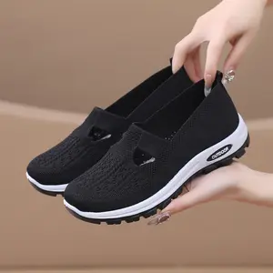 2025 Trending Women's Black Knit Slip-On Shoes Ultra Comfy Breathable for Daily & Outdoor Wear Easy Slip-On Design Must-Have Casual Footwear This Season Perfect for All-Day Comfort & Stylish Looks