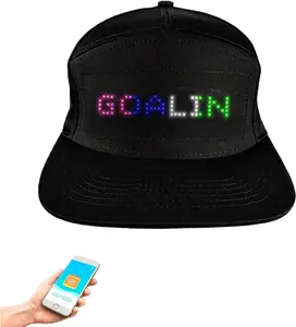 LED Hats Funny LED Baseball Caps Display Screen Smart Hat for Party Bluetooth App Control Custom Text Patterns Adjustable Size Mystery Black