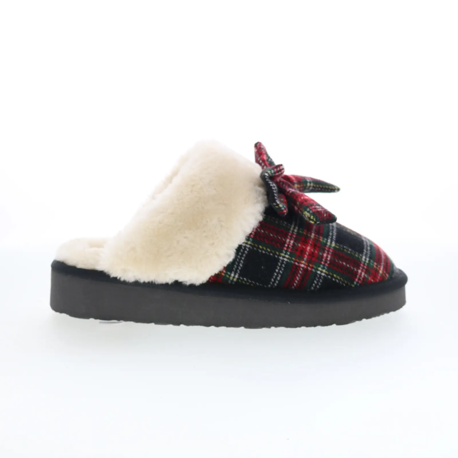 Minnetonka Bow Scuff 4000620 Womens Red Canvas Clogs Slippers Shoes