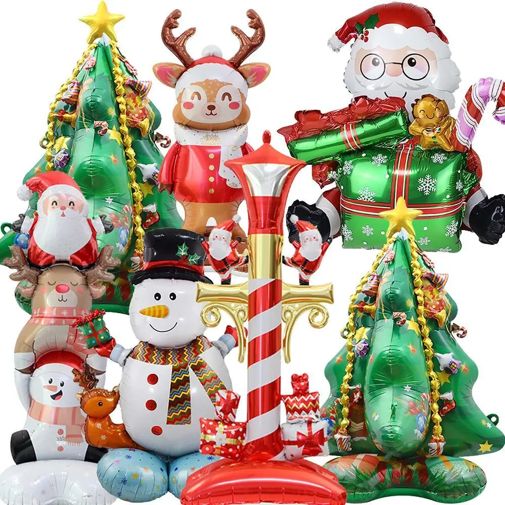 Christmas Standing Balloon Cartoon Santa Claus Snowman Christmas Tree Balloon for Christmas Party Home Holiday Balloons Decor