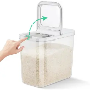 Rice Flour Storage Container with Automatic Flip-up Lid 25 Lbs | 12.68 Qt, Tall and Narrow Food Storage Flour Bin for Kitchen Pantry Organization, Also Suitable for Pet Dog Cat Food Storage