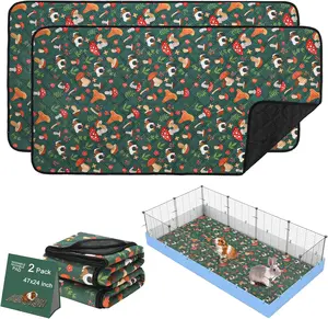 PETWOOHO Guinea Pig Cage Liners Washable Pee Pads Training Pads, Reusable Pee Pads Non Slip Absorbent Mat for Small Animals, Cats, Rat, Dogs, Bunny 2PCS