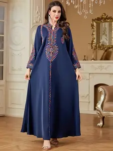 Women's Sequin Embroidery Abaya, Modesty Abaya, Elegant Long Sleeve Muslim Dress for Party Wedding Guest, Ladies Islamic Clothing for All Seasons