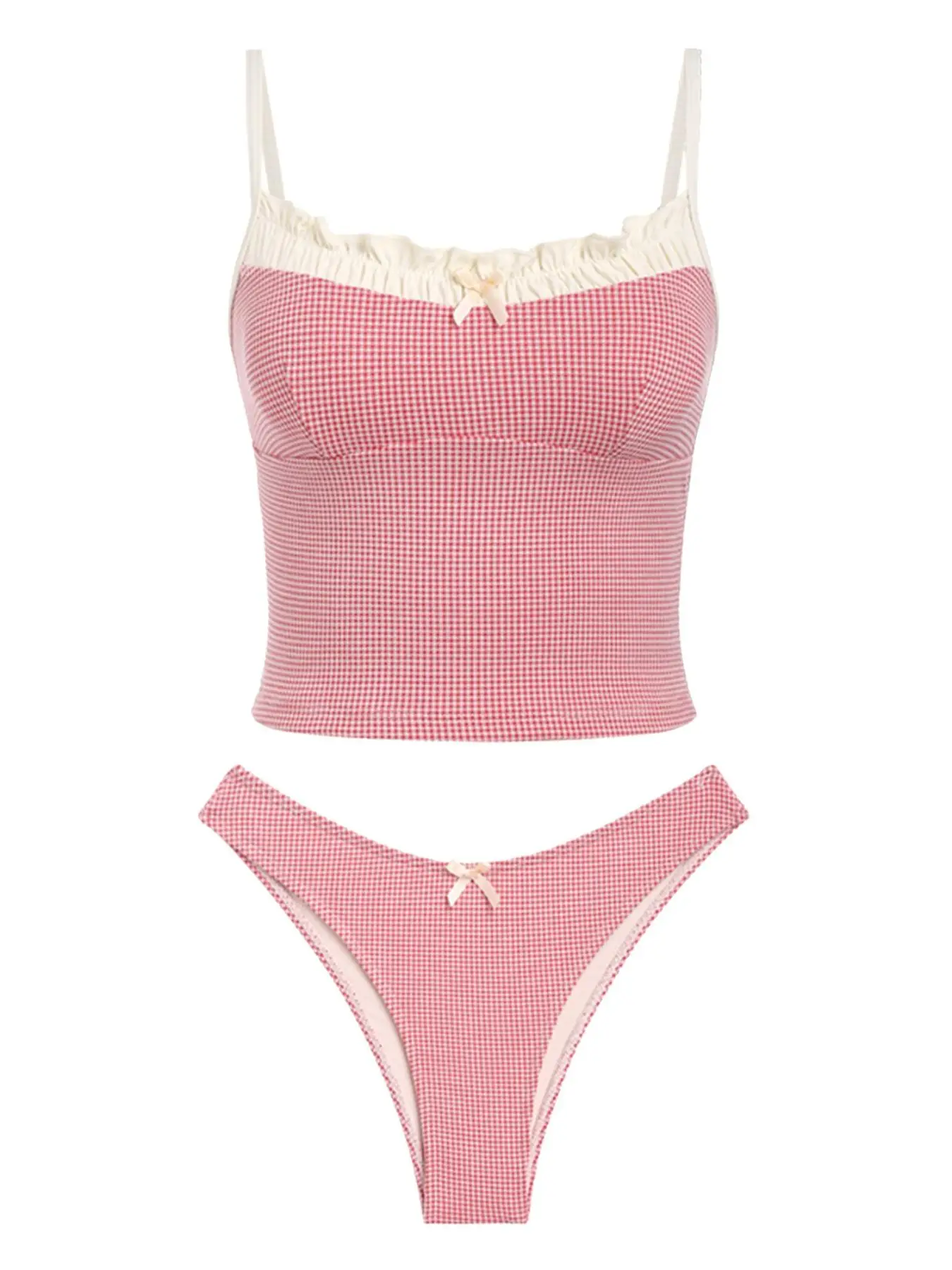 Women's Summer Beach Floral Leaves Halter Tied Tank Style Full Coverage Bikini Tankini Set Two Piece Bathing Suits