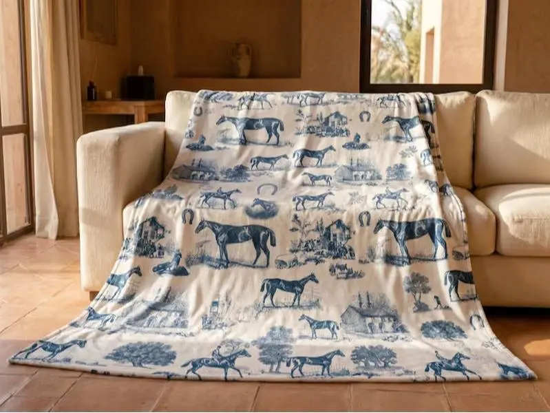 Equestrian Throw Blanket Black Horse Mens Cave Sofa Cover Cowgirl Cowboy Western Birthday Gift for Rider Dad Father Ranch Toile Decor Blanket Home Office Travel Birthday Anniversary Holiday Christmas Halloween