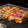 Stainless Steel Barbecue Basket with Handle, Portable Foldable Barbecue Net Rack, Multifunctional Barbecue Utensils for Outdoor Camping, Barbecue Accessories, Grilling Accessories, Bbq