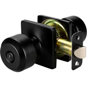 goldenwarm Black Door Knobs, 1 Pack Black Bedroom Door Knobs, Interior Black Privacy Door Knob, Square Matte Black Door Knobs, Privacy Door Knobs for Bedroom or Bathroom