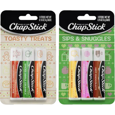 ChapStick Holiday Lip Balm Packs, Sips & Snuggles + Toasty Treats (6 Sticks), Stocking Stuffers