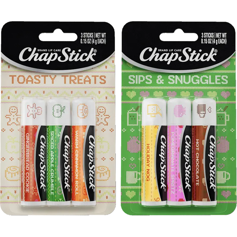 ChapStick Holiday Lip Balm Packs, Sips & Snuggles + Toasty Treats (6 Sticks), Stocking Stuffers
