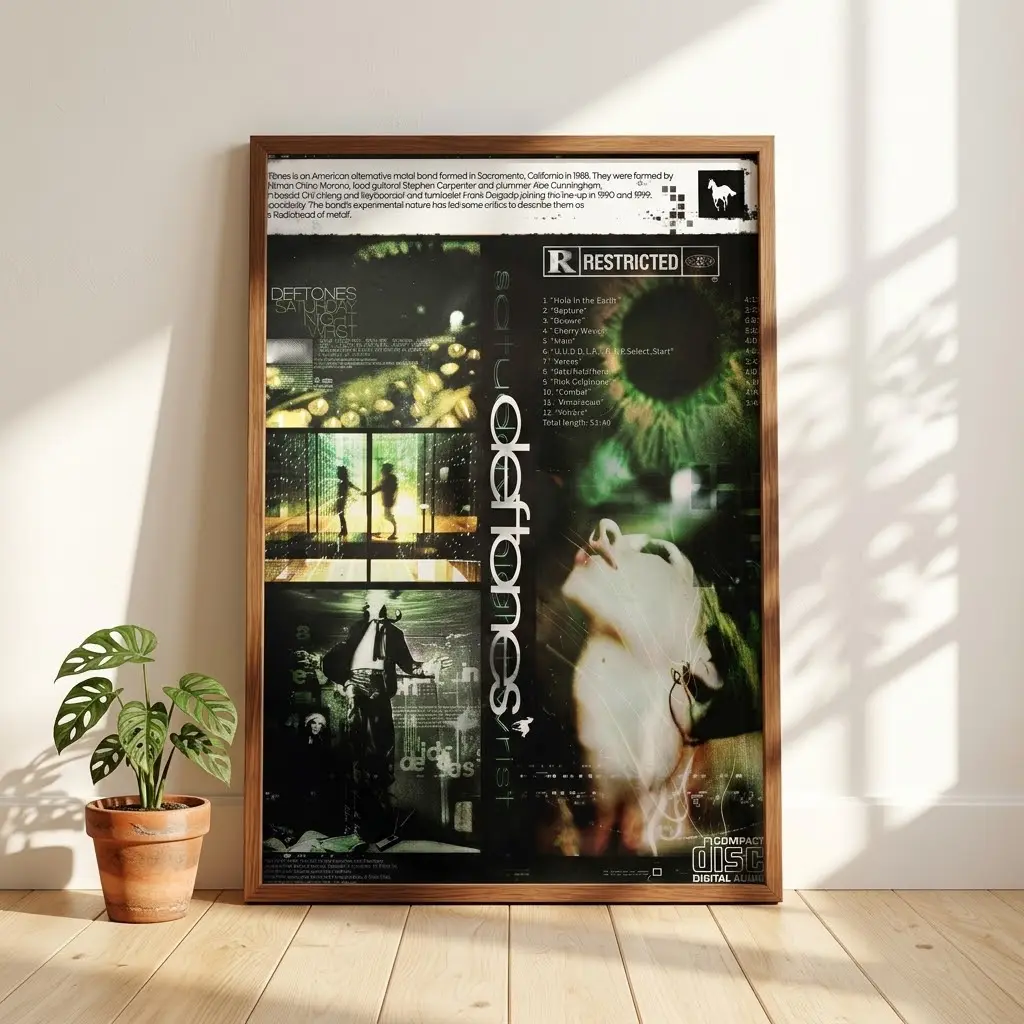 Deftones Inspired Poster, Alternative Rock Wall Art, Retro Music Print, Vintage Album Style Decor, Dark Aesthetic Room Artwork Gift