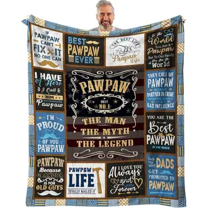 Christmas Pawpaw Gifts Throw Blanket 60" x 50", Birthday Gifts for Pawpaw from Grandkids, Paw Paw Gifts from Grandchildren, Pawpaw Gifts for Men, Paw Paw Gifts for Grandpa from Grandson Granddaughter, Printed on One Side with a Plain White Back, Halloween