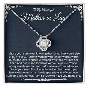 To My Mother in Law Necklace from Daughter | Gift To Mother-in-Law for Birthday Mother's Day with Message Card and Box Meaning To Mom-in-Law, Pendant Jewelry 14k White Gold for Women