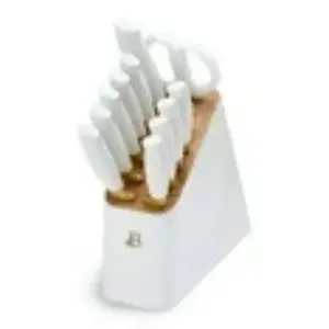 12 Piece Stainless Steel Knife Block Set, Soft-Grip Handles White Icing by Drew Barrymore