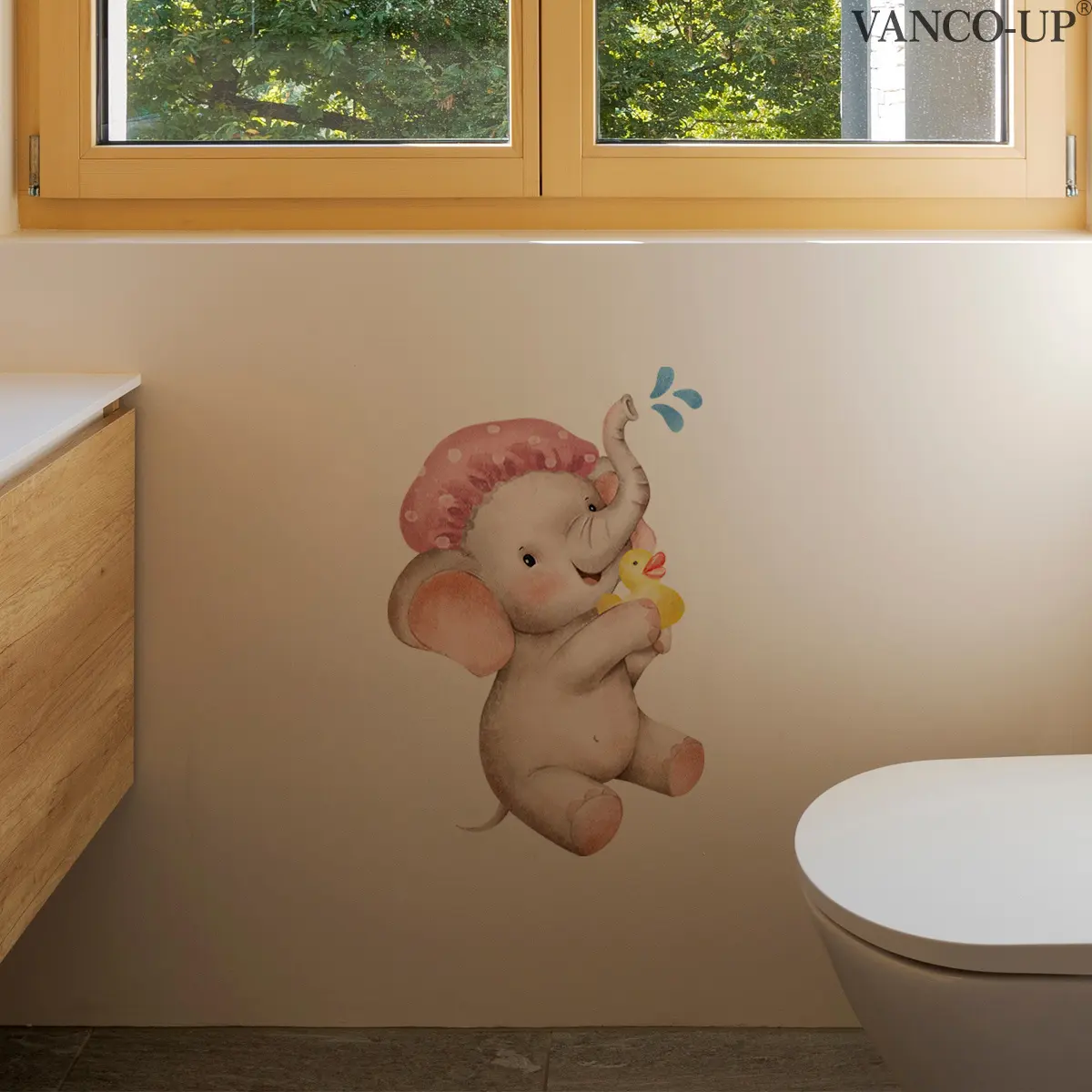 A (30*40cm) little elephant and duck fluorescent 2D flat wall sticker, home decoration self-adhesive wall sticker, YCG20186-NC