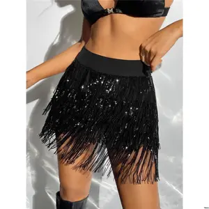 Skirt Piece Sequined Fringed Tone - Party Summer tiktok ICON Spring Outfits Music Festival Ladies Two Multi -