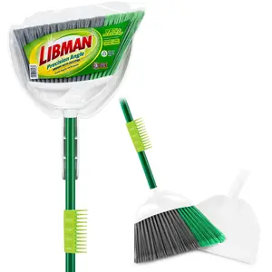 Libman Precision Angle Broom and Dust Pan Green / White Clean Fibers Comb