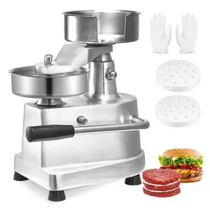 【Summervibes】VEVOR Commercial Burger Patty Maker,  130mm/5inch Hamburger Beef Patty Maker, Heavy Duty Food-Grade Stainless Steel Bowl Burger Press Machine, Kitchen Meat Forming Processor with 1000 Pcs Patty Papers