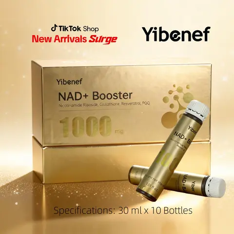 Yibenef NAD+ Support Dietary Supplement Liquid (10-Vial Supply, 1000mg) - Health, Fitness & Selfcare Aid, Boosts Cellular Energy & NAD+ Levels, Enhances Skin & Focus - 10×1.01 fl oz (30ml)