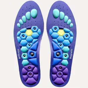 Blue Unisex Comfortable Foot Massage Insoles, 1 Pair Colorful Foot Cushion for Work Boots, Sports & Outdoor Active Accessories for Outdoor Sports and Travel, Magnetic Acupressure Insoles, Supportive Soles, Shock Absorbing Sole, Footwear