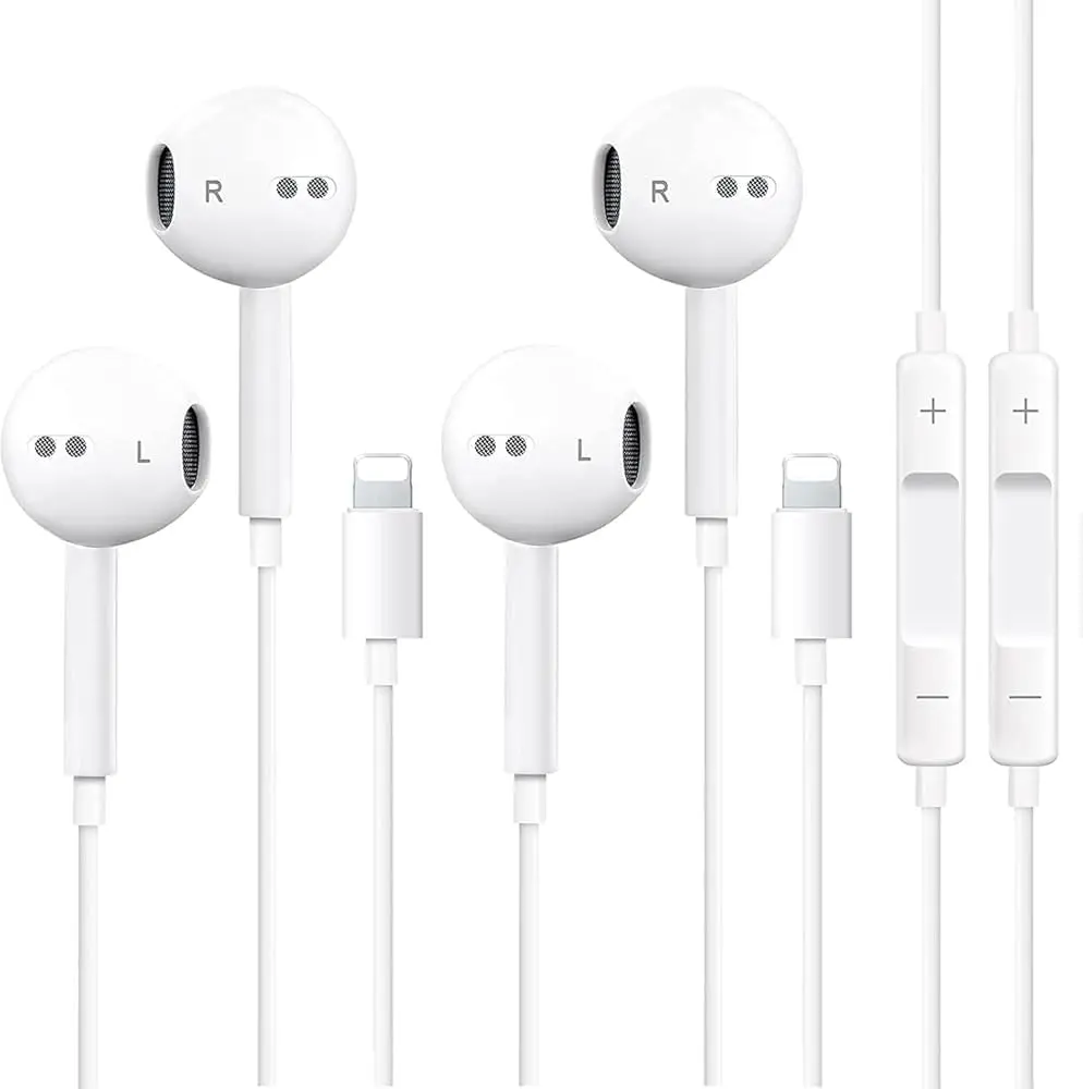 2 Pack Wired Earbuds for iPhone with Microphone & Volume Control, Noise Cancelling Earphones Compatible with iPhone 14/13/12/11/XR/XS/X/8/7/SE/Pro Max, In-Ear Headphones for iOS Devices