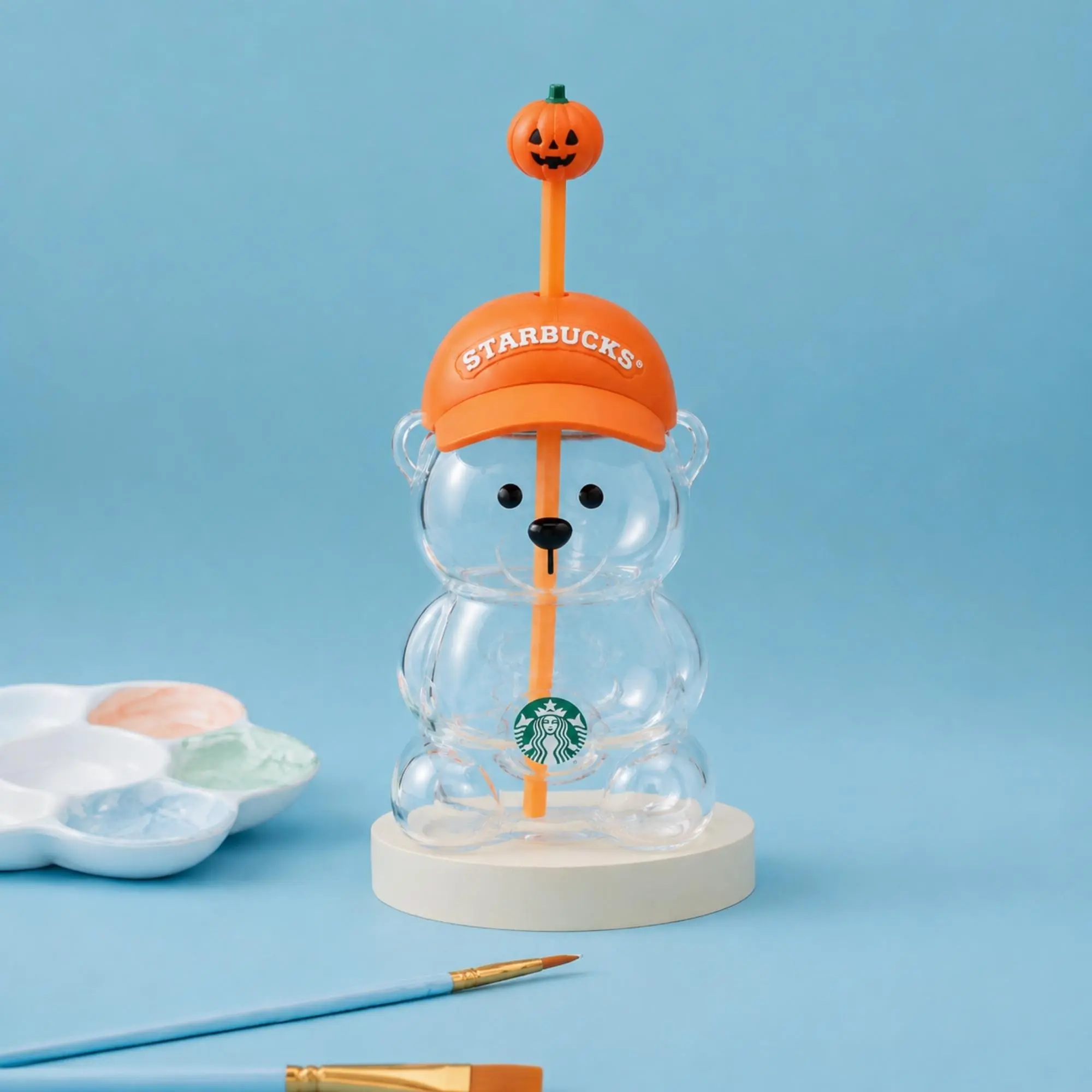 Starbucks Bearista Halloween 20oz Tumbler Cup, Cute Bear Cold Cup with Pumpkin Straw, Limited Edition Fall Drinkware