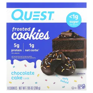 Quest Nutrition Frosted Cookies, Chocolate Cake, 8 Cookies, 0.88 oz (25 g) Each