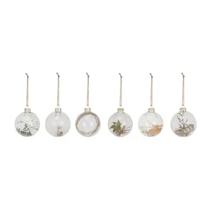 Glass Ball Ornament w/ Dried Botanicals, 6 Styles