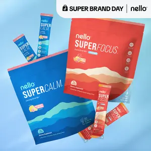 Nello Super Bundle: 1 Supercalm Travel Packets (20ct) + 1 Superfocus Travel Packets (Caffeinated, 20ct):  Exclusive Bundle for Clarity, Productivity & Relaxation.