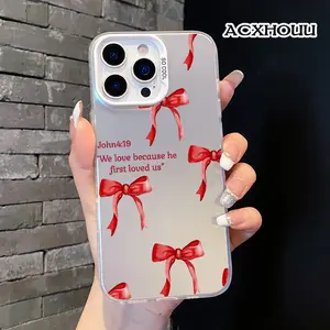 Trendy Original Design Lanyard Case for iPhone 17 16 E 15 14 16promax 16pro 15pro 13 12 11 Red Bows and John 4 19 Durable Cover Unique and Eye-Catching iphone 13 cases iphone 14 pro case