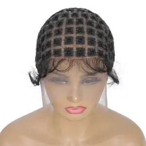 Braided Wig Caps With  Hair Double Full Lace Crochet Caps With  Knots For Making Lace Front Glueless Braided Wig For Breathable Box square Crochet Hair (1B, 95 Knots)