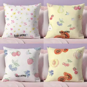 Summer Berries D-Djerf Avenue Cushion Cover Soft Short Plush Fabric Double-Sided Print | Organic, Breathable,Sofa Pillow Case,Invisible zipper Mite Removal Durable Materia | Warm Winter Home Child Gift