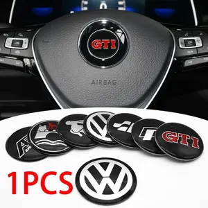 3D Car Steering Wheel Emblem Badge Sticker Car Logo Interior Decoration Aluminum Accessories For Volkswagen VW GTI Golf 5 6 7 Mk4 Mk5 Mk6 Polo Passat B5 B6 B7 Scirocco Jetta Tiguan CC Touareg Beetle Rline R Touran Bora