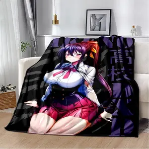 High School DxD Rias Akeno Asia Flannel Air Conditioning Blanket Anime Throw for Bed Sofa Home Decor Gift