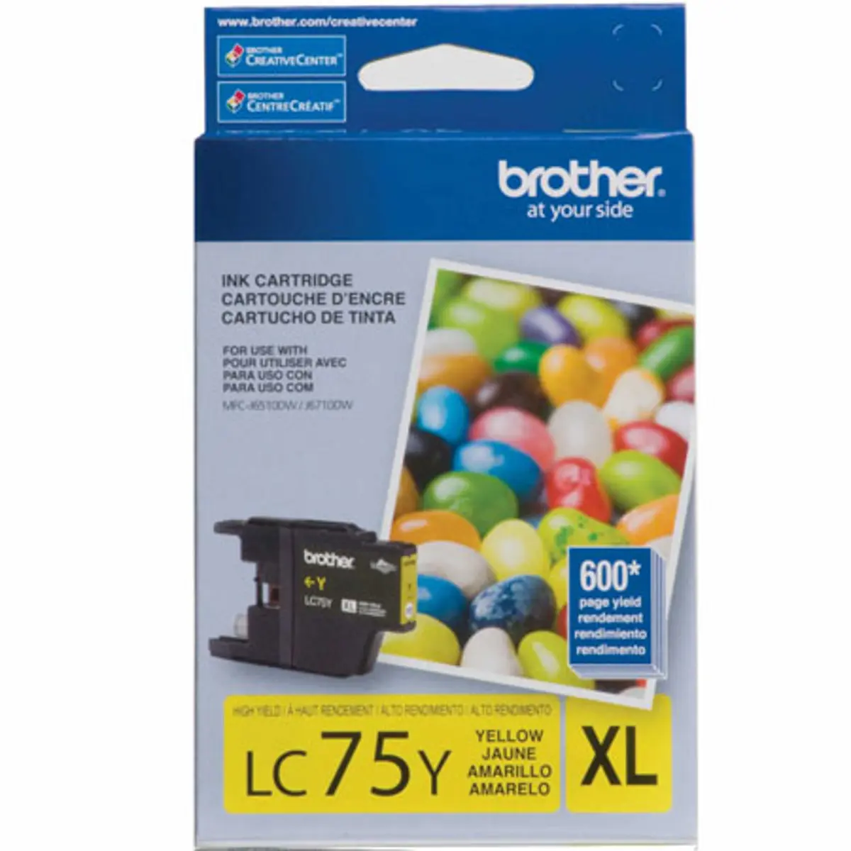 Brother LC75Y Innobella XL-Series High Yield Yellow Ink Cartridge, 600 Page Yield