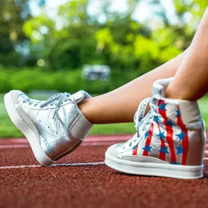 Victory: Cynthia Richard x Rachel Roe Art USA Olympic Sneakers | Custom Hand-Painted Lace-Up Trainer Sneakers - Lightweight Trending Sports Shoes