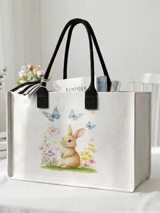 Rabbit Print Large Capacity Storage Bag, Super Size Organizer with Durable Handle, Space Saving Multi-Purpose Travel Essentials for School, Travel, Shopping