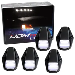 iJDMTOY Black-Out Smoked Lens Xenon White Full LED Cab Roof Marker Lamps Replacement For Ford 1980-1997 F150 F250 F350, Also Universal Fit For Other Trucks