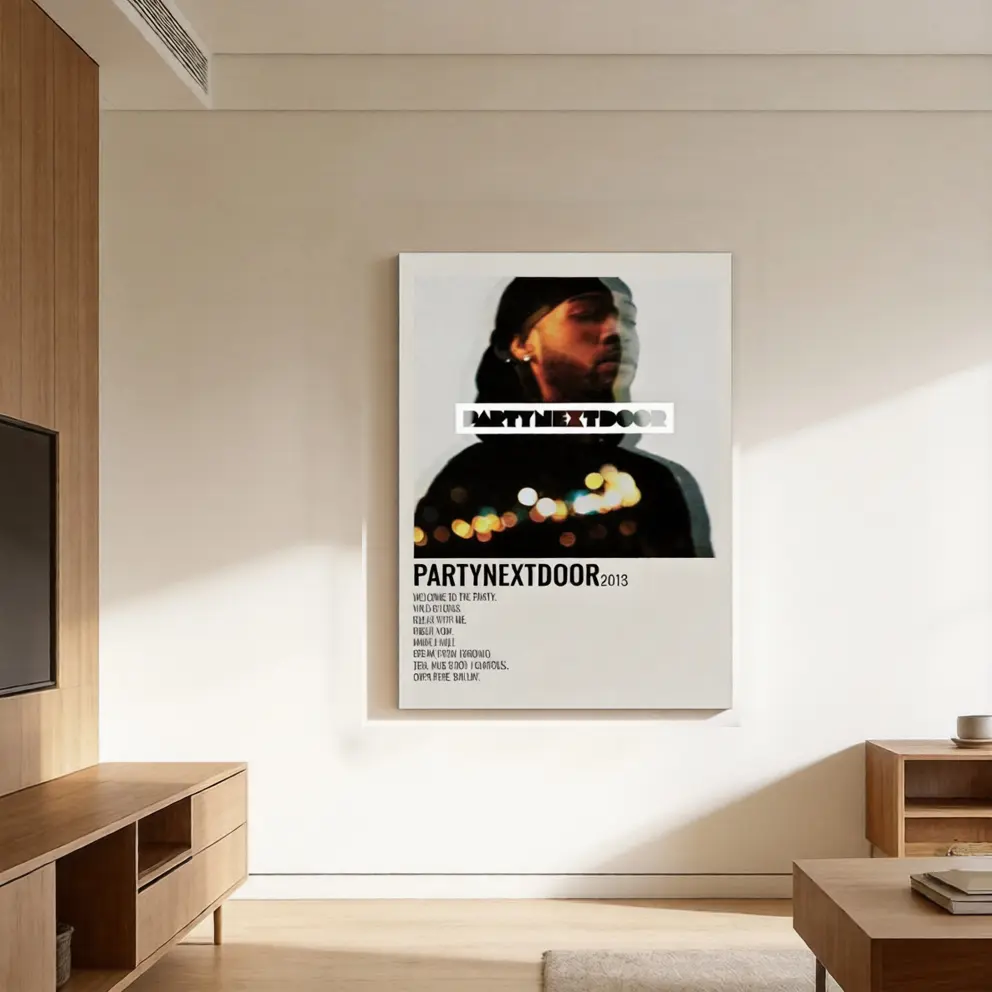 Modern Canvas Wall Art - Frameless PartyNextDoor Poster Print, Modern Minimalist Design Home Decor Products, Ornaments for Living Room & Kid Room, Ideal Gift for Family Home Supplies, Suitable for Wardrobe & Balcony