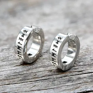 Gthic Nordic Viking Runes Stainless Steel Earring Ear Cuffs for Men Women Birthday Gifts