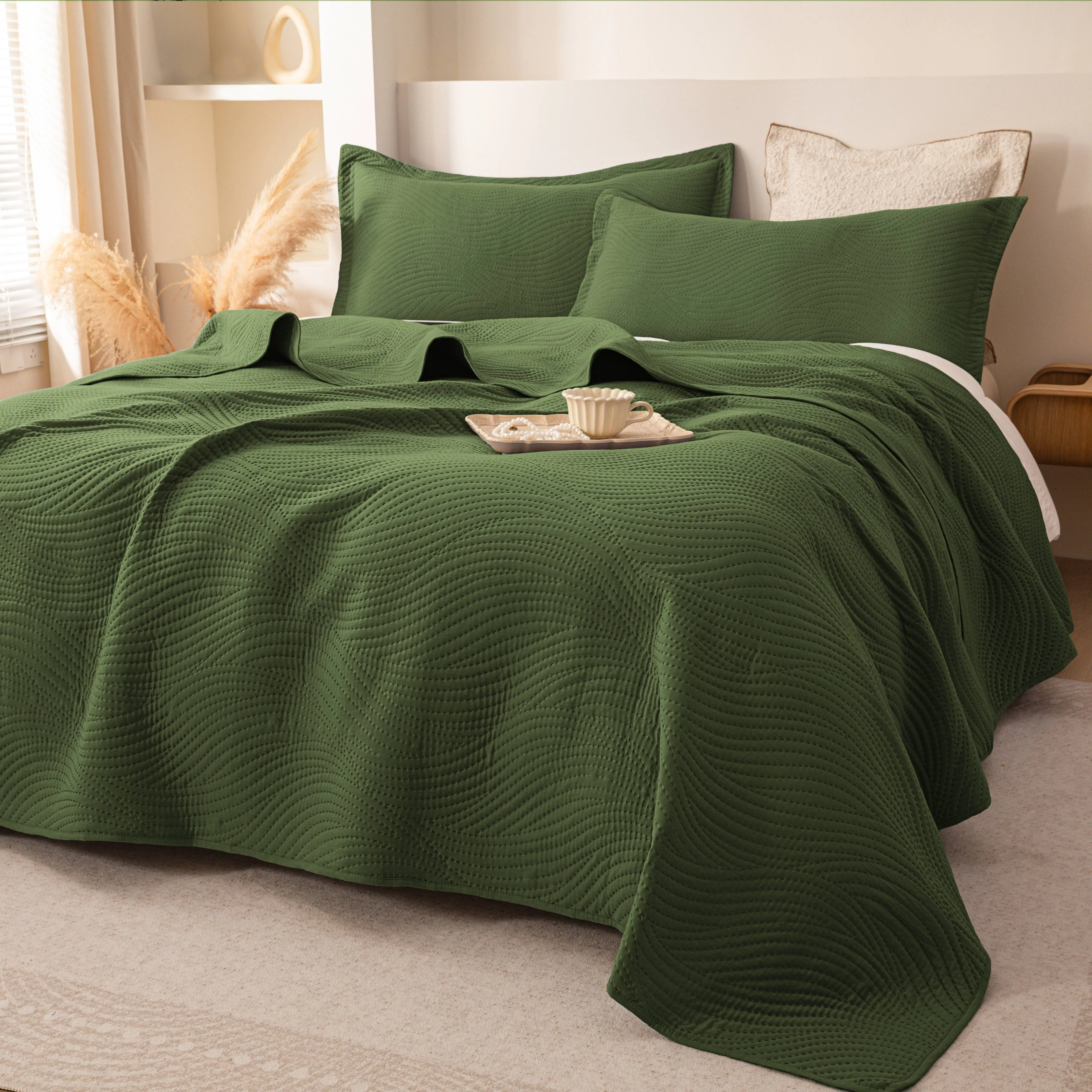 XAKING Classic Contemporary Clean-Look Multi-Size Bed Set - Lightweight, Soft, Breathable, Durable, Fade-Resistant Ultrasonic Solid Plain All-Seasons Duvet Cover Set with Pillowcases, Easy Care, Ideal Gift for Bedroom Cozy Setup (Do Not Bleach)