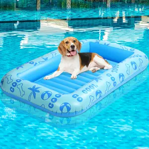 1pc Inflatable Dog Pool Float Raft - Summer Cooling Pet Float for Small, Medium & Large Dogs, Durable PVC Material with Tropical Paw Print Design, Compact Size for Indoor/Outdoor Use, Inflatable Pool Float