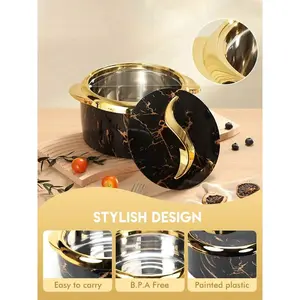 3-Piece/Set Black Touch Food Warmer Insulated Casserole Set with Lid Modern ABS Shell Insulated Home Kitchen Utensils Stainless Steel Container Suitable for Hot and Cold Food Cookware Cooking Pot Non-Stick Cookware Durable Cookware Storage Box