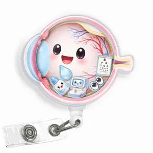 Eye Anatomy Shaker Medical Badge Reel, Ophthalmology Retractable Nursing Badge Reel, Cute Alligator Clip ID Holder for Nurse RN Tech Name Tag Accessory, Nursing Badge Reels