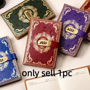 Vintage European Embossed Gold Foil Password Notebook, Luxurious Texture, Practical Functionality, Diary Journal Private Notebook, 100 Sheets