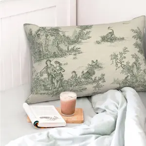 Toile Pillow Covers, Country Decor,Spring Pillow Cover,Green  Pillow,Decorative Pillows for Bed, Throw Pillows, Pillow Cover 12 * 20 in